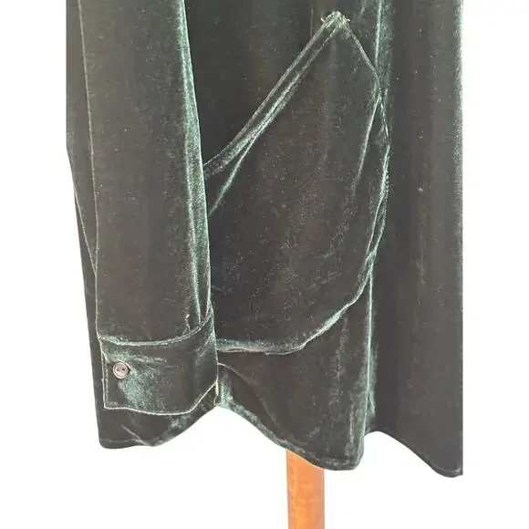 North Style forest green velvet tunic, oversized, lagenlook, art to wear - Picture 5 of 6